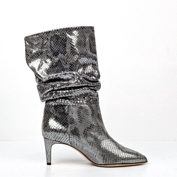 Paris Texas Wmn 60mm Slouchy Metallic Python Pointy Toe boots 6.5US 37EUR - Picture 4 of 8